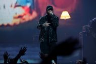 Eminem performs on stage during the 2024 MTV Video Music Awards. (Image via Getty)